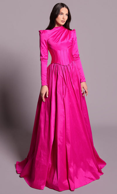 Tarik Ediz 99058 - Corset High Neck Evening Gown