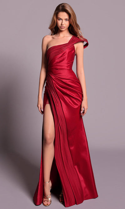 Tarik Ediz 99065 - Draped Asymmetric Dress with Beading