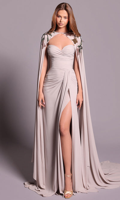 Tarik Ediz 99069 - Elegant Cape Sheath Evening Dress