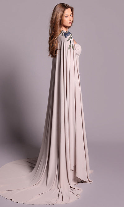 Tarik Ediz 99069 - Elegant Cape Sheath Evening Dress