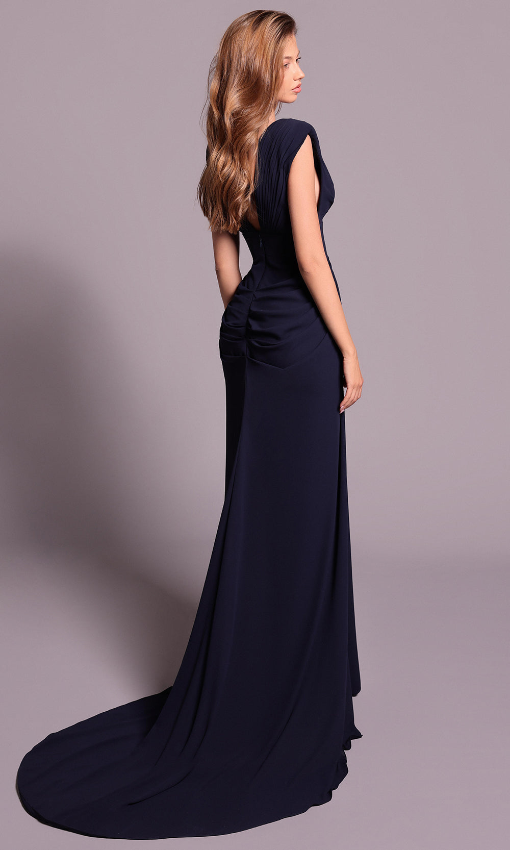 Tarik Ediz 99073 - Pleated Bodice Crepe Sheath Gown