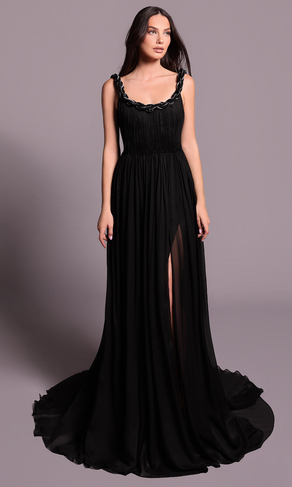Tarik Ediz 99086 - Flowing A-Line Scoop Neckline Dress
