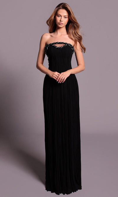 Tarik Ediz 99088 - Braided Accent Strapless Chiffon Dress