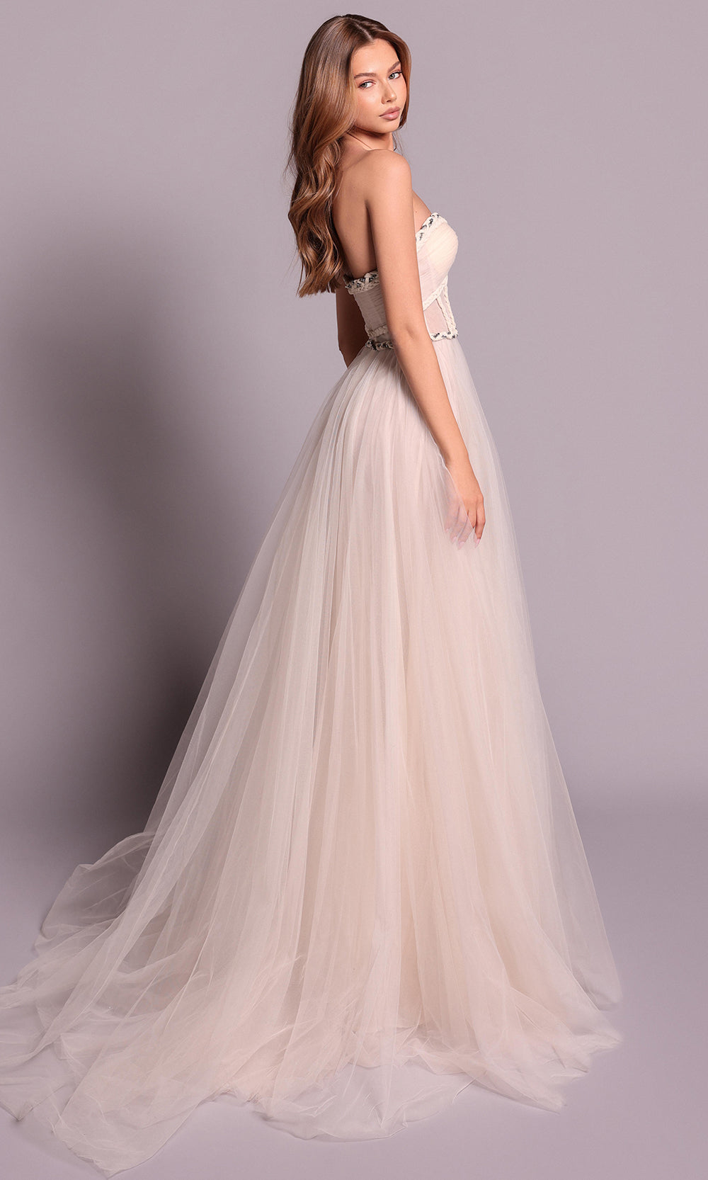 Tarik Ediz 99090 - Ethereal Strapless A-line Dress