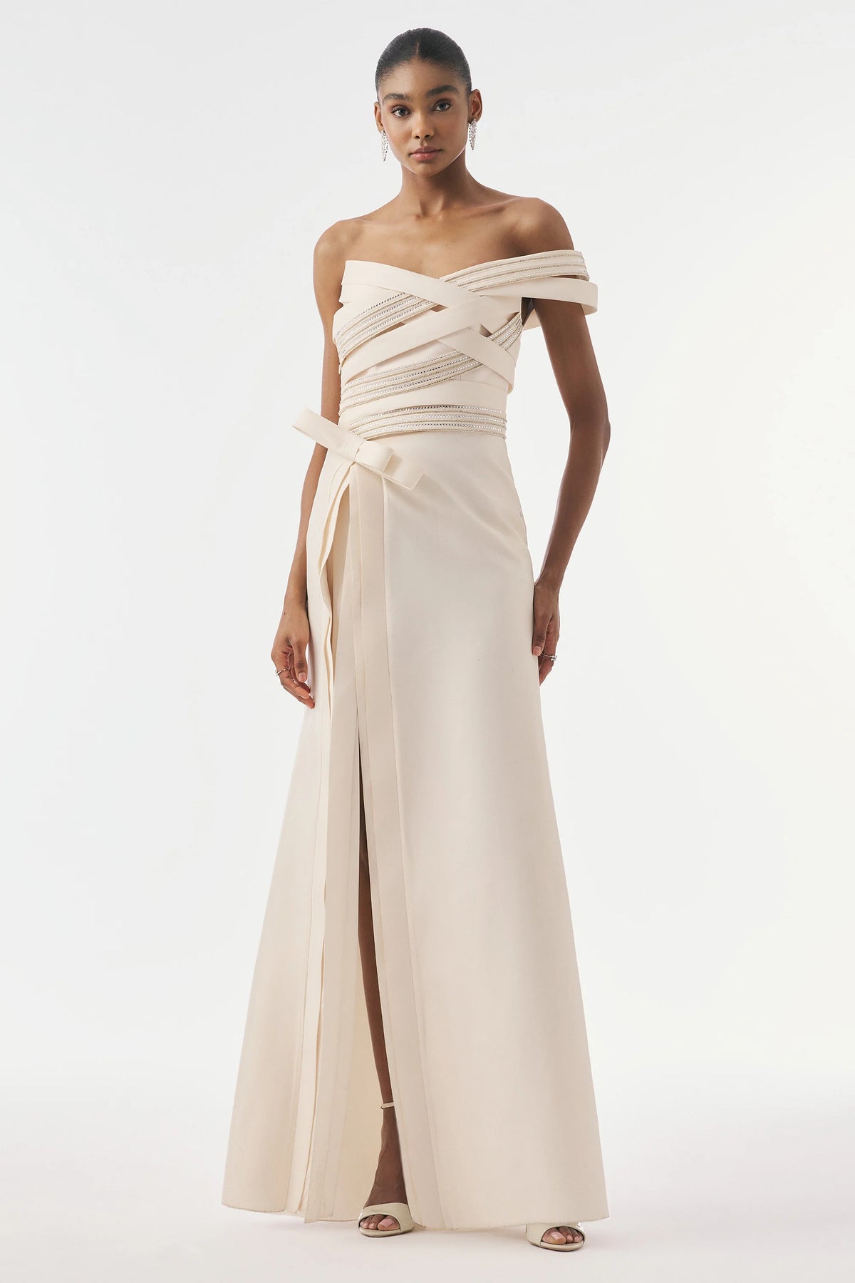 Tarik Ediz 99093 - Embellished Asymmetric Sheath Dress