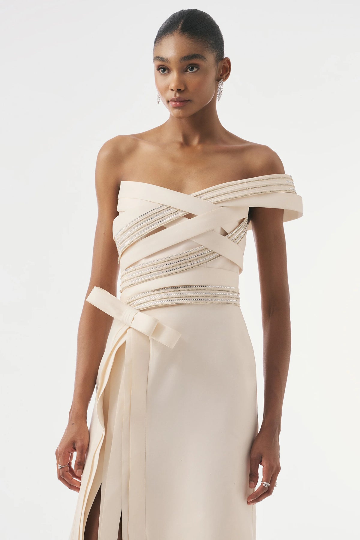 Tarik Ediz 99093 - Embellished Asymmetric Sheath Dress