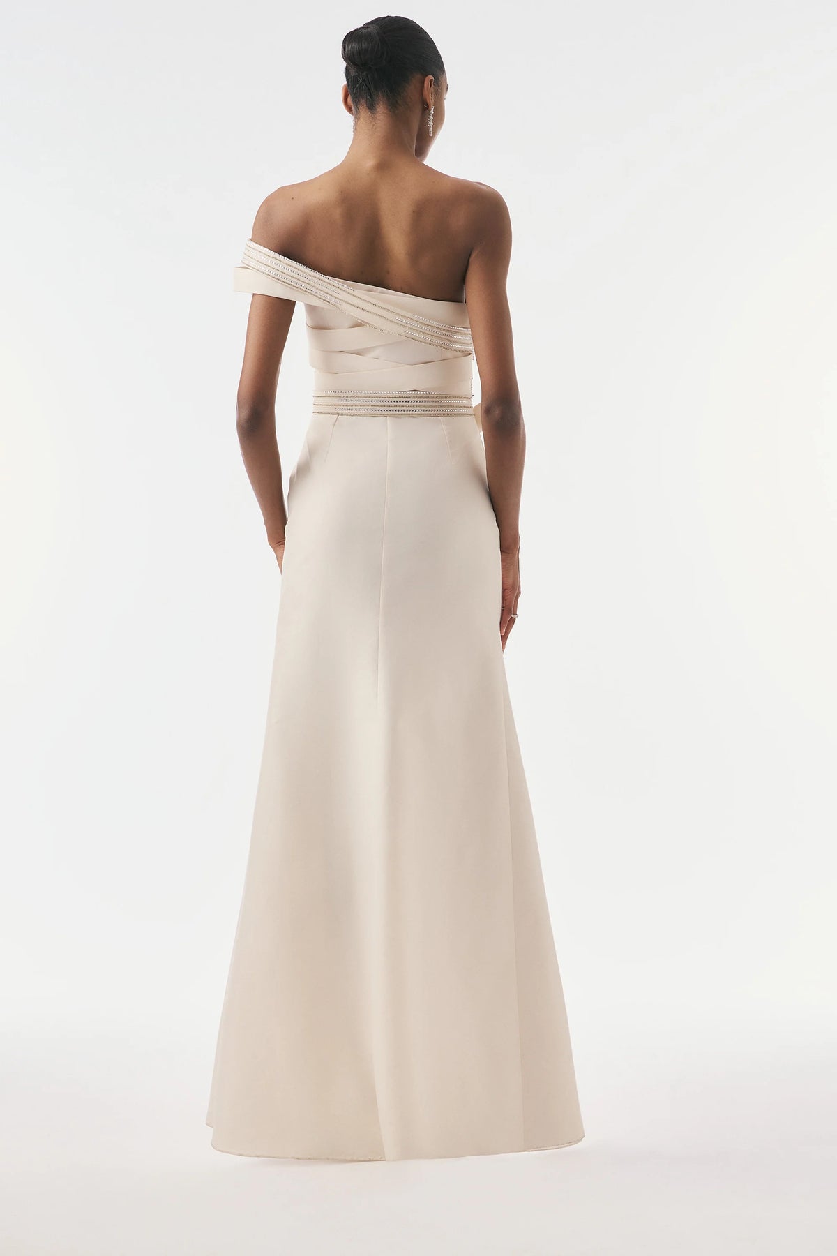 Tarik Ediz 99093 - Embellished Asymmetric Sheath Dress