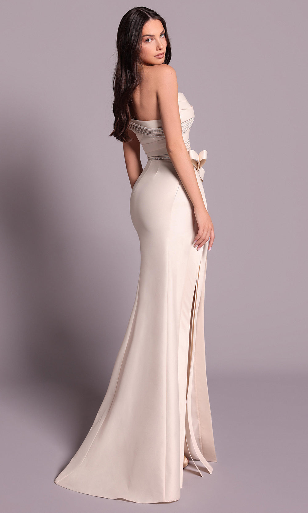 Tarik Ediz 99093 - Embellished Asymmetric Sheath Dress