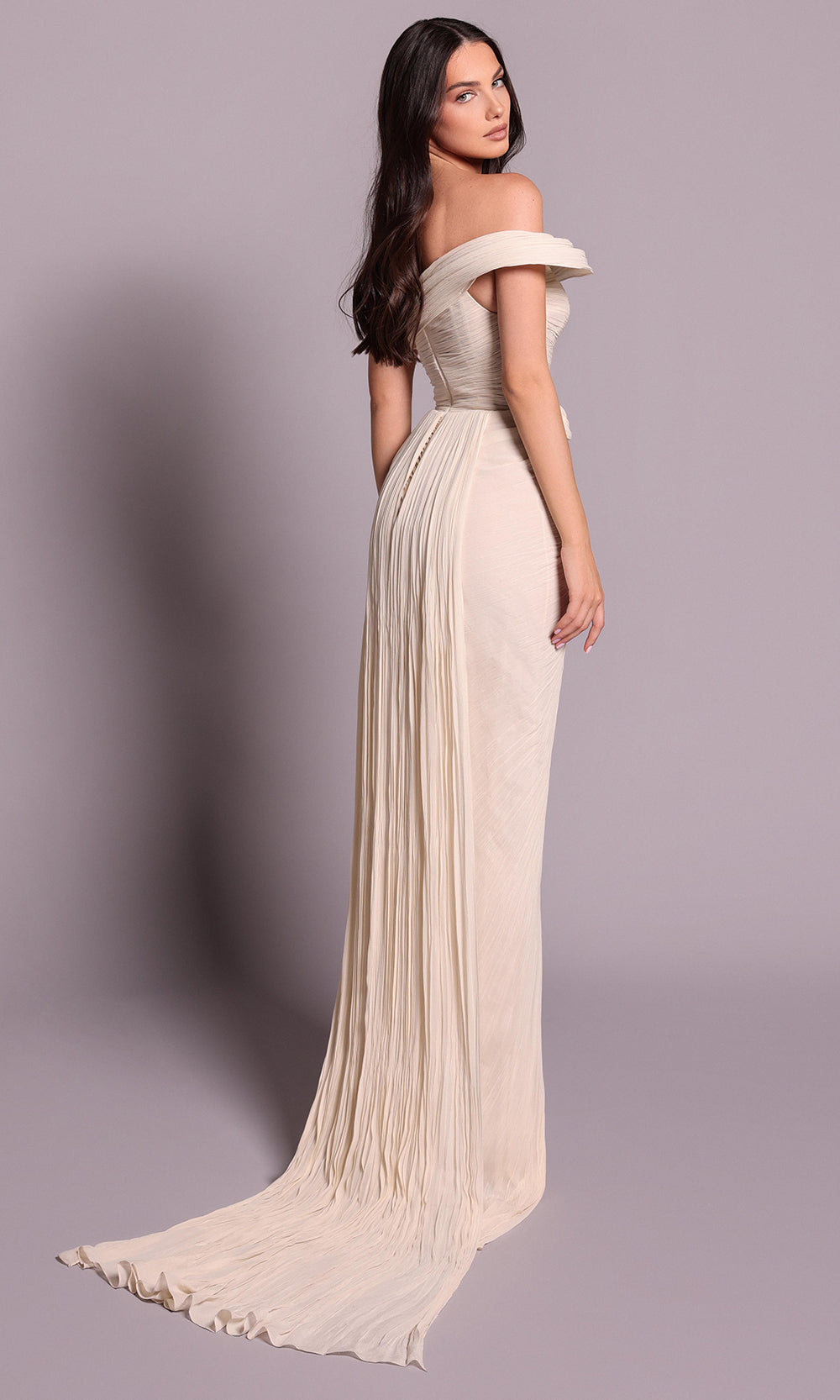 Tarik Ediz 99095 - Bow Waist Sheath Evening Dress with Slit
