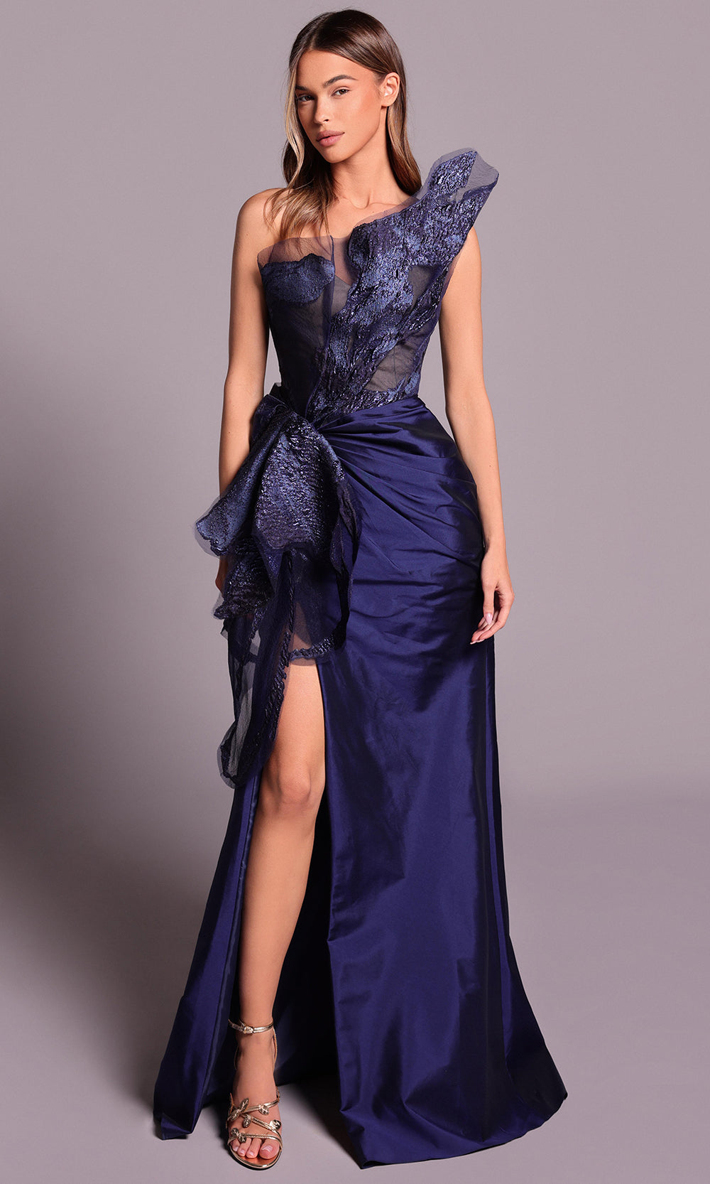 Tarik Ediz 99102 - Illusion Bodice Jacquard Dress