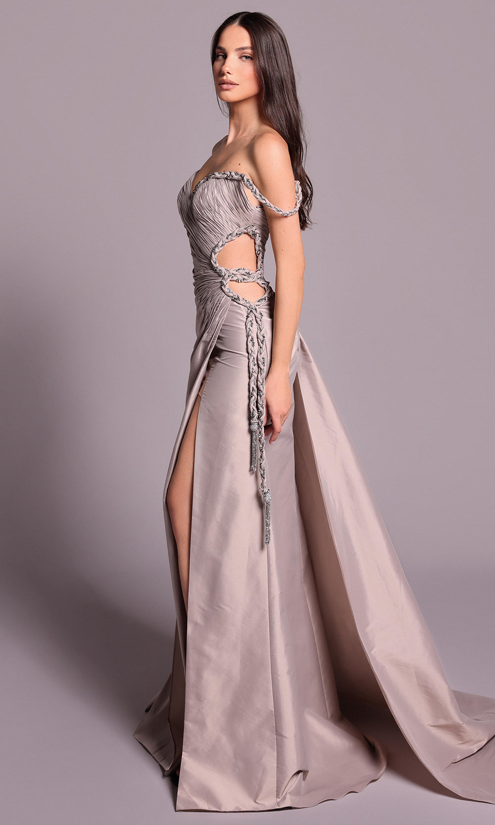 Tarik Ediz 99108 - Sweetheart Neck Ruched Dress with Overskirt