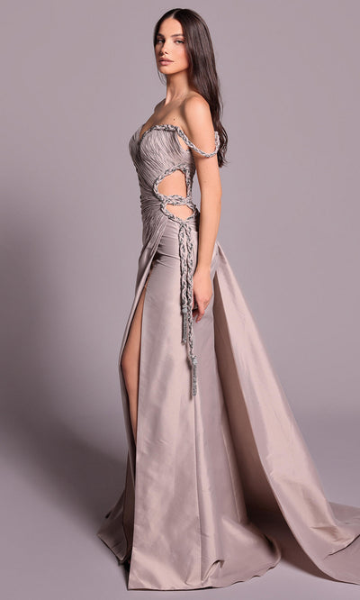 Tarik Ediz 99108 - Sweetheart Neck Ruched Dress with Overskirt