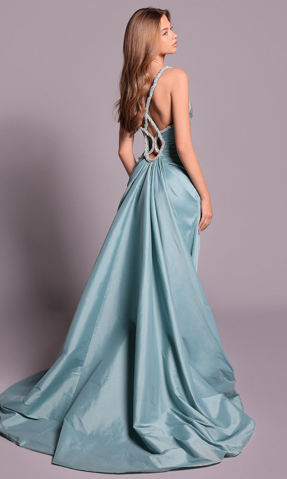 Tarik Ediz 99109 - Ruched Detail Taffeta Evening Dress
