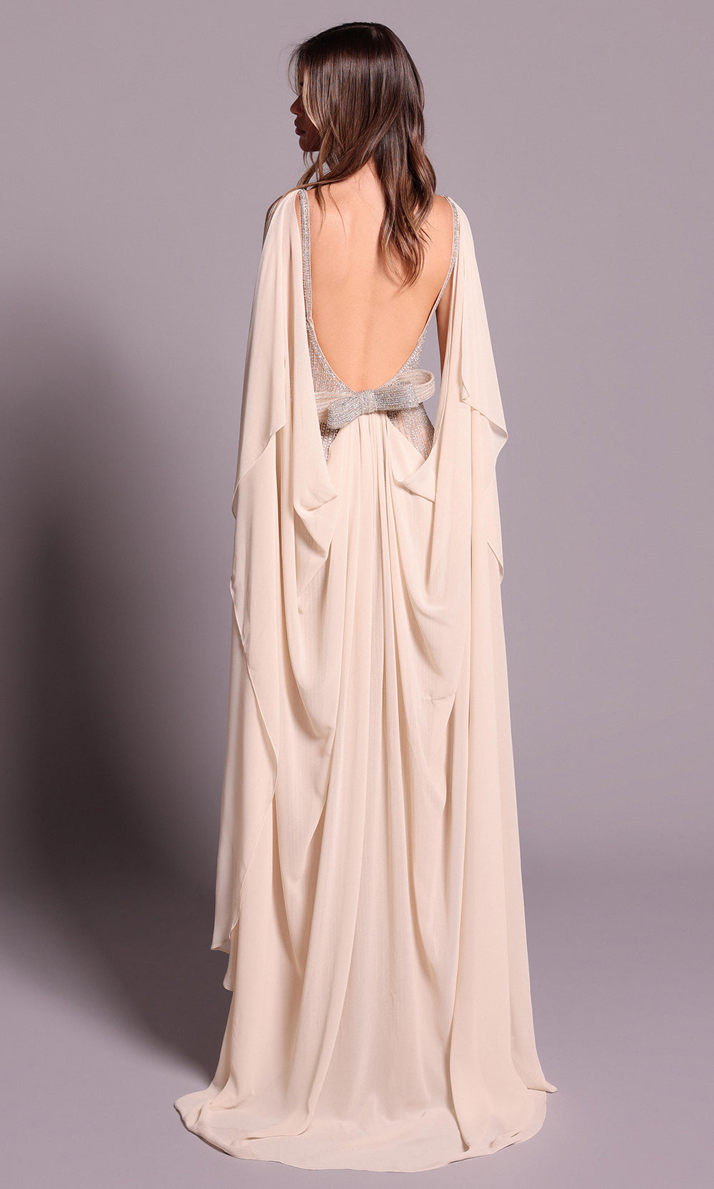 Tarik Ediz 99113 - Square Neck Beaded Dress with Cape