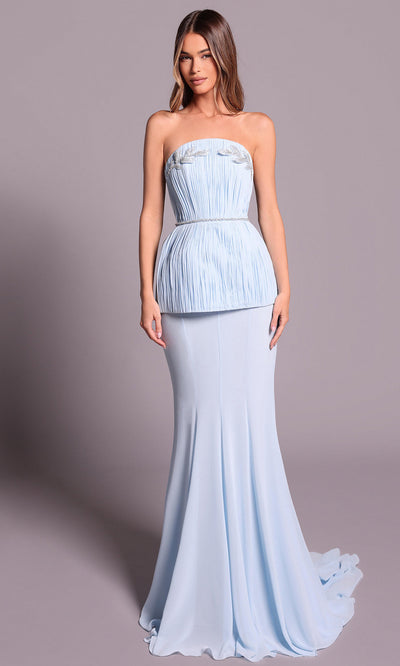 Tarik Ediz 99123 - Strapless Embellished Peplum Gown