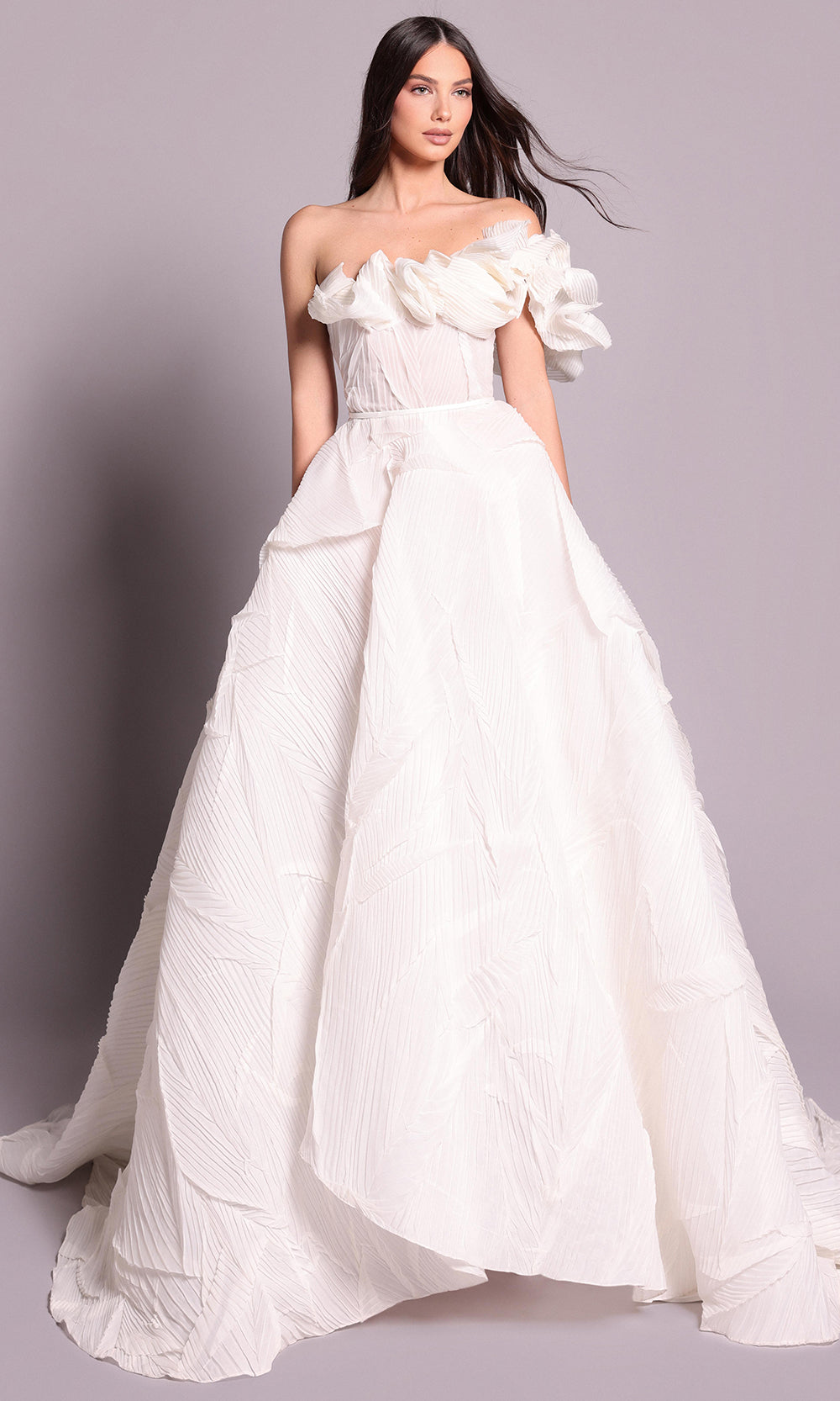 Tarik Ediz 99125 - Textured Off Shoulder Evening Gown