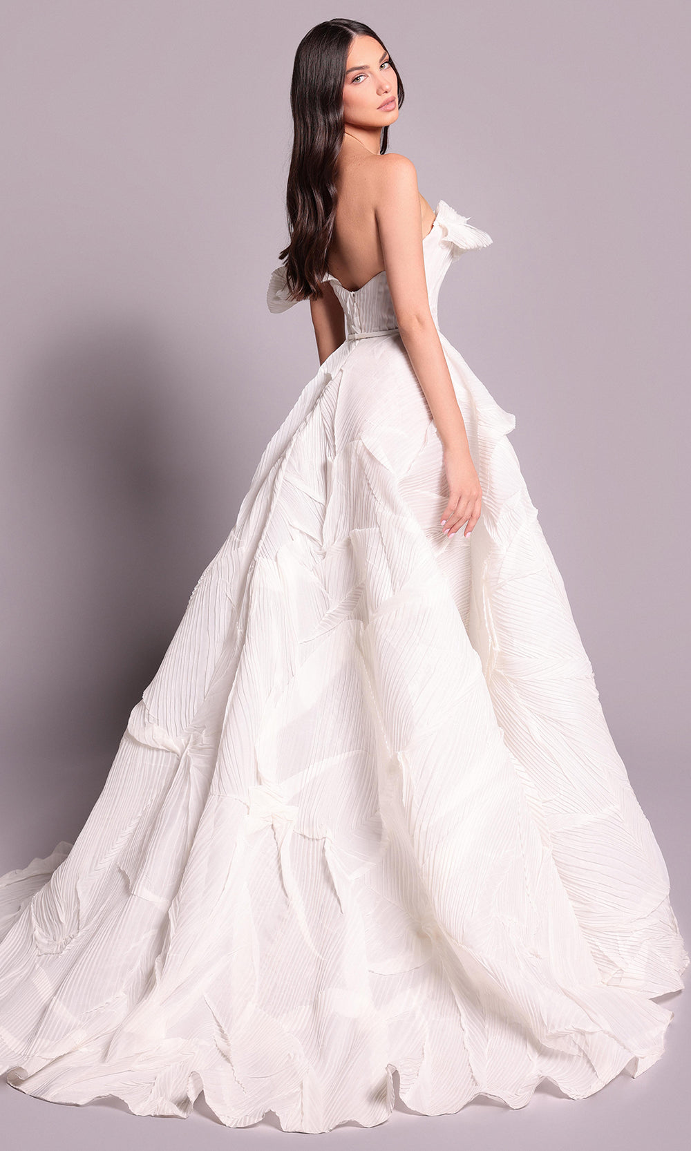 Tarik Ediz 99125 - Textured Off Shoulder Evening Gown