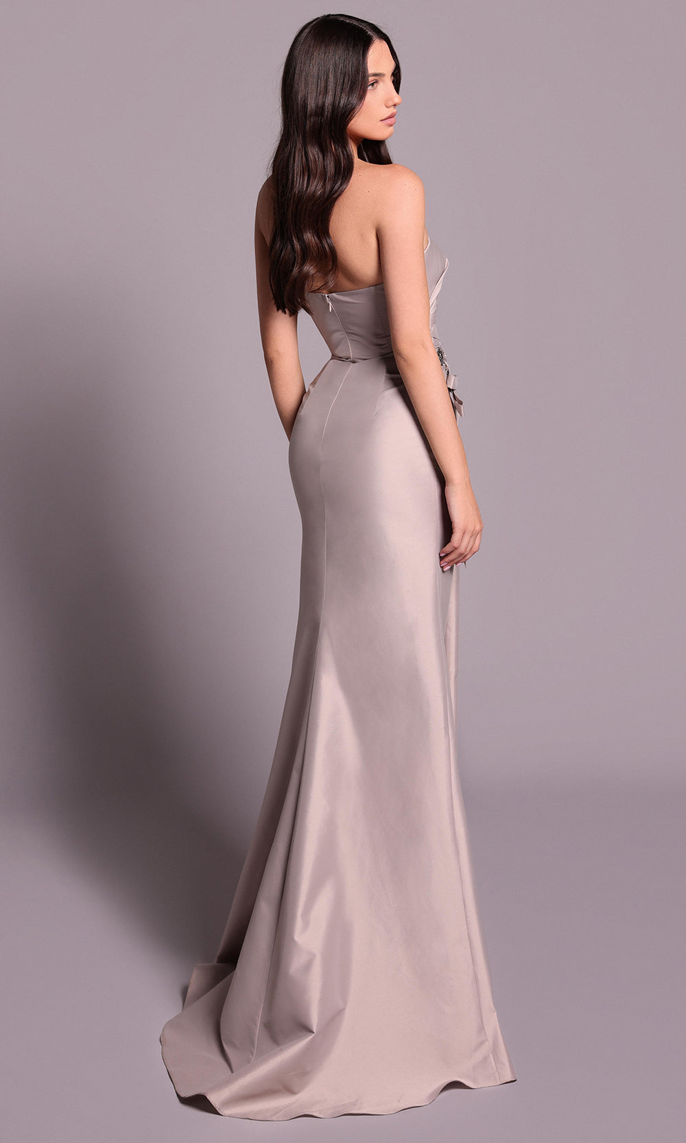 Tarik Ediz 99126 - Strapless Asymmetric Dress with Ruched Detail