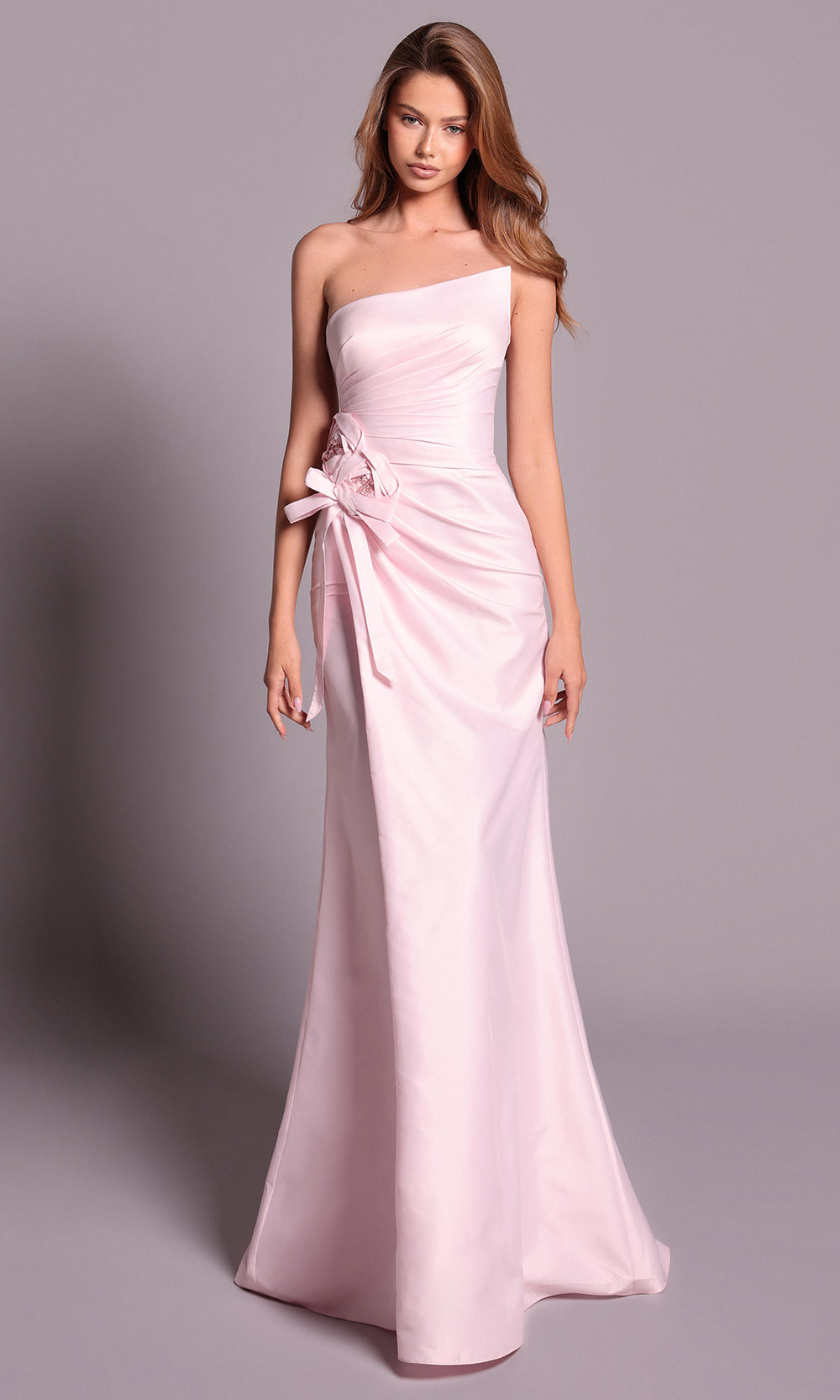 Tarik Ediz 99126 - Strapless Asymmetric Dress with Ruched Detail