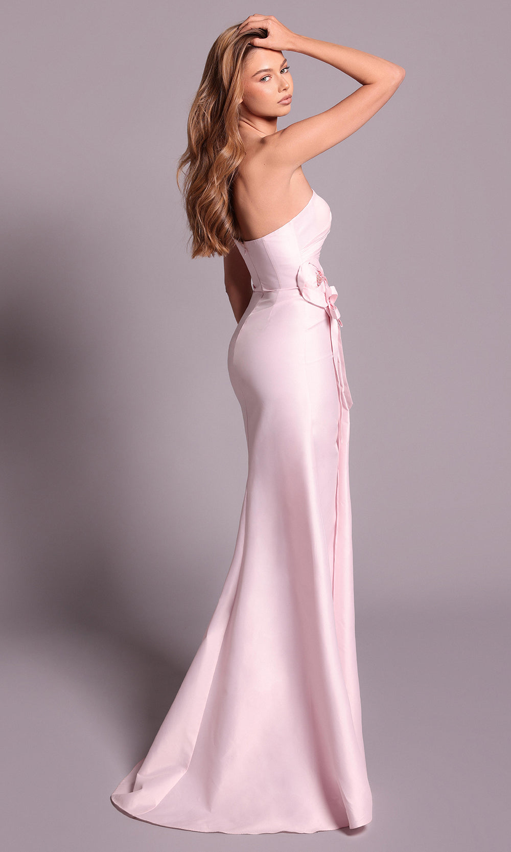 Tarik Ediz 99126 - Strapless Asymmetric Dress with Ruched Detail