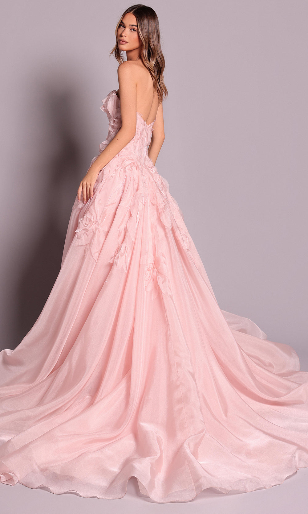Tarik Ediz 99127 - Romantic Strapless Appliqued Evening Gown