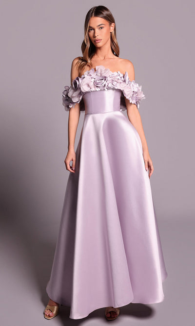 Tarik Ediz 99129 - Floral Neckline Taffeta Dress