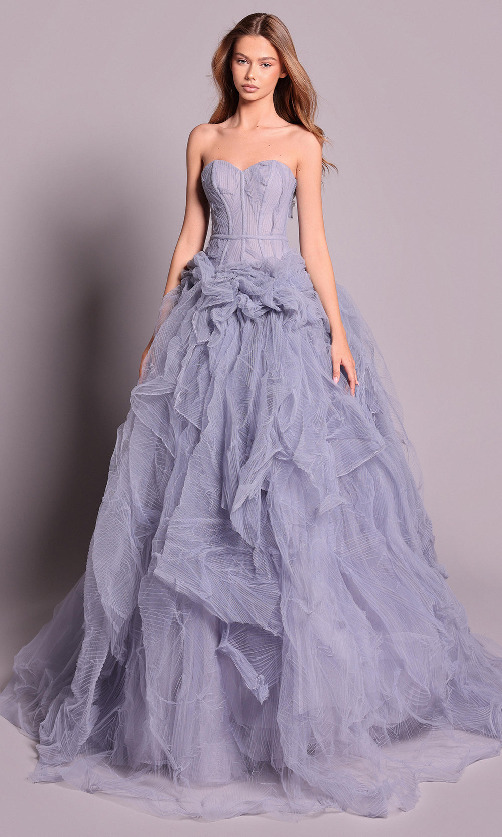 Tarik Ediz 99132 - Sweetheart Corset Ruffled Evening Gown