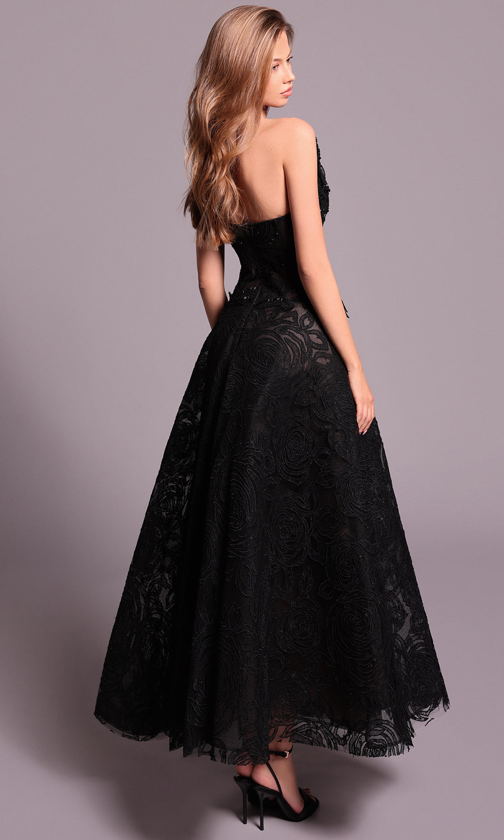 Tarik Ediz 99135 - Strapless Lace Bodice Evening Dress