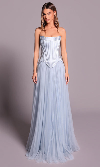 Tarik Ediz 99137 - Scoop Neck Satin Corset Evening Dress