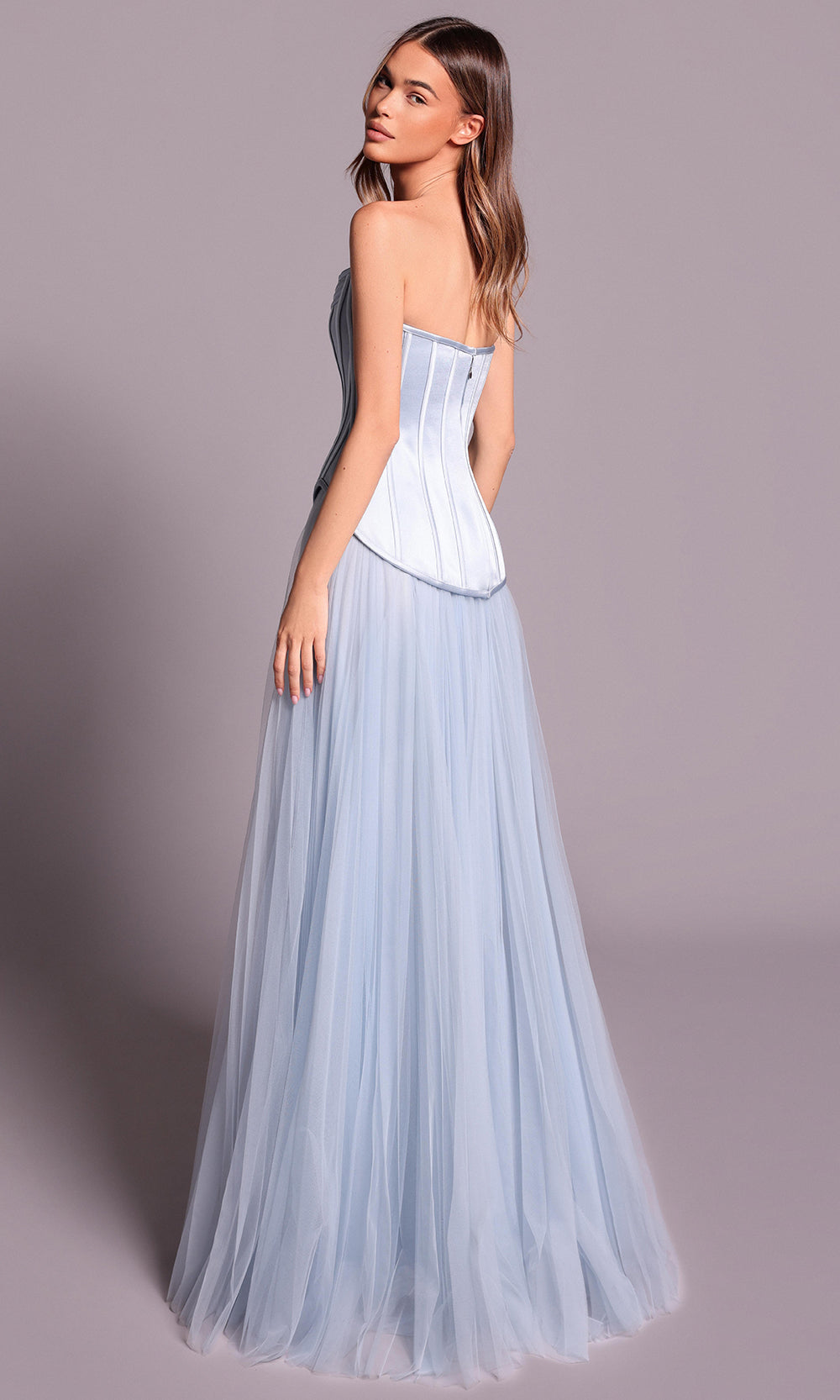 Tarik Ediz 99137 - Scoop Neck Satin Corset Evening Dress