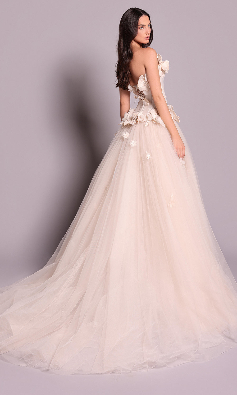 Tarik Ediz 99138 - Layered Tulle Skirt Strapless Gown