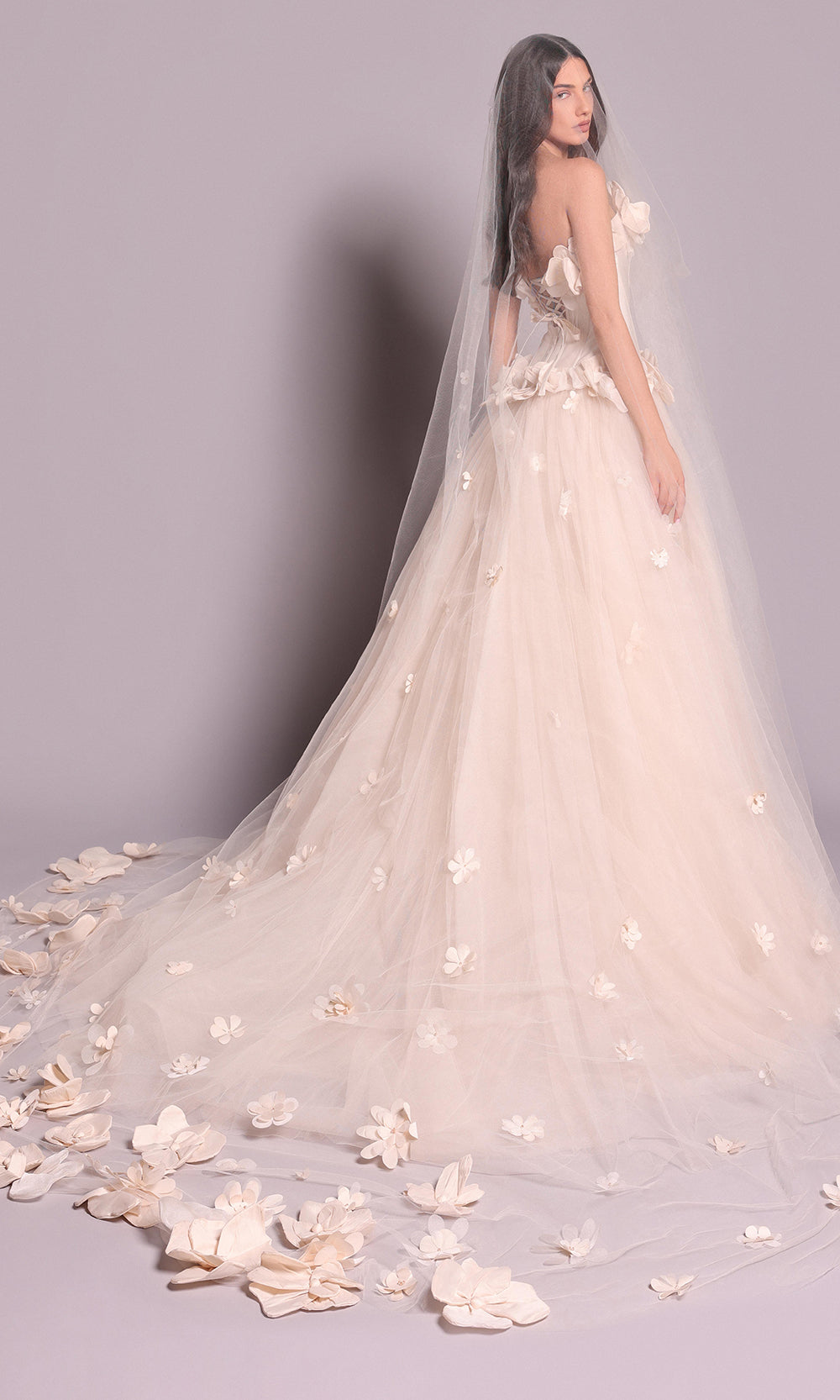 Tarik Ediz 99138 - Layered Tulle Skirt Strapless Gown