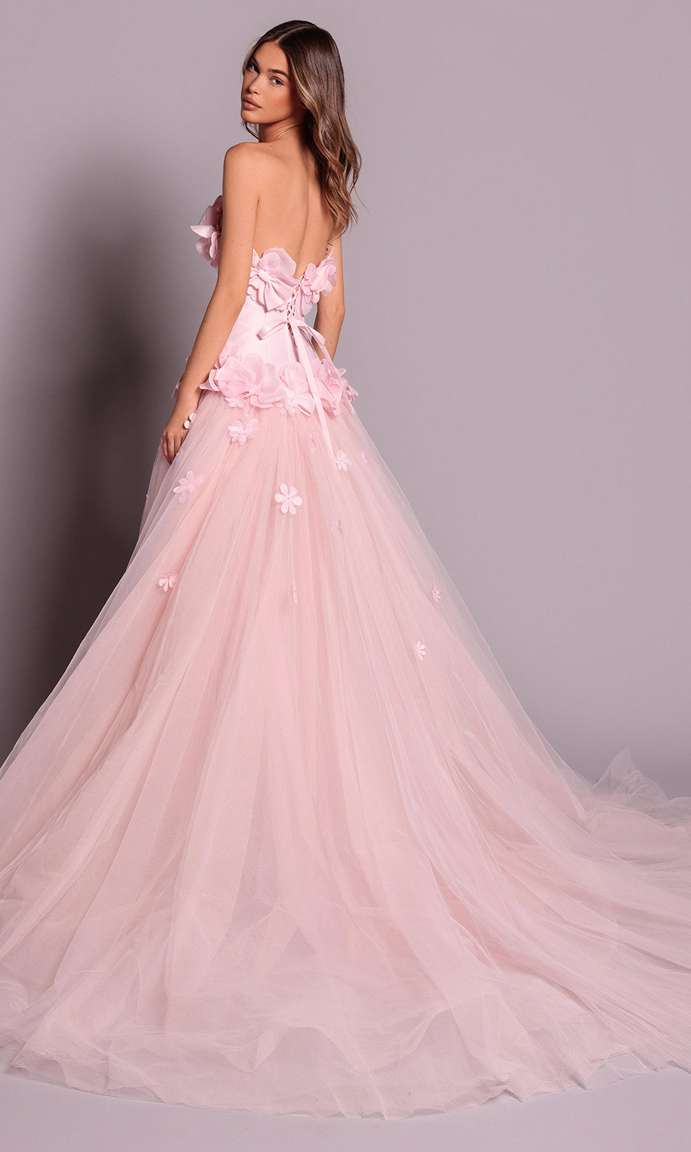 Tarik Ediz 99138 - Layered Tulle Skirt Strapless Gown