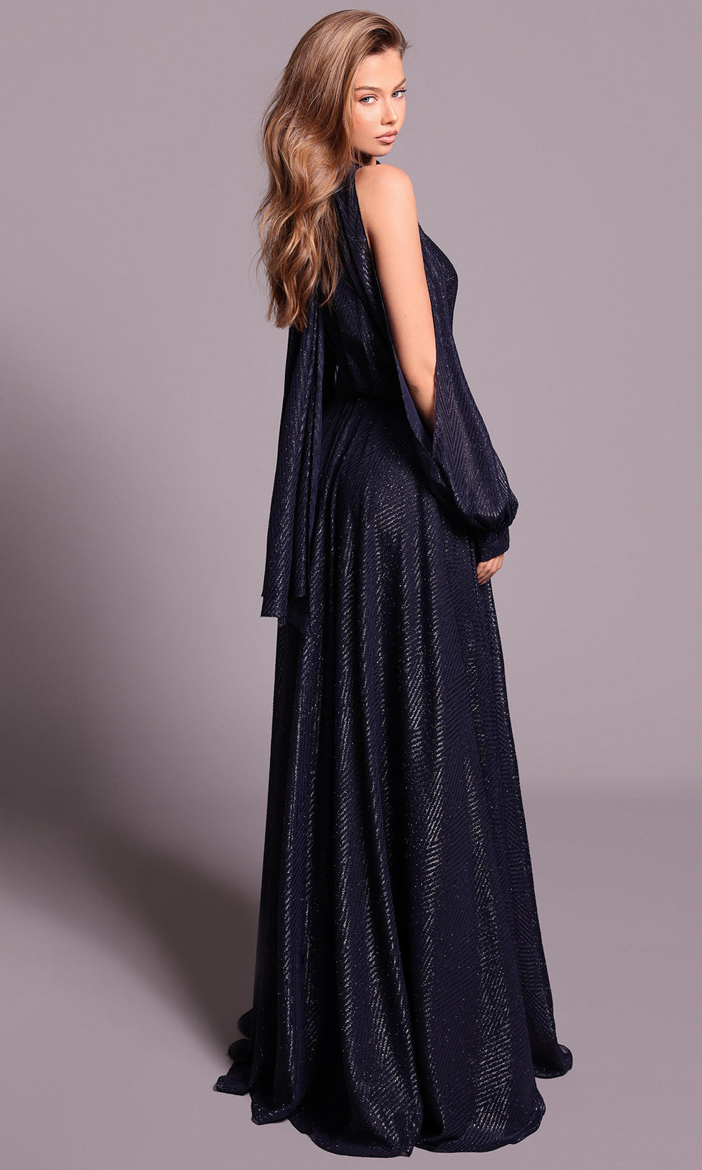 Tarik Ediz 99140 - Cold Shoulder Bishop Sleeve Long Dress