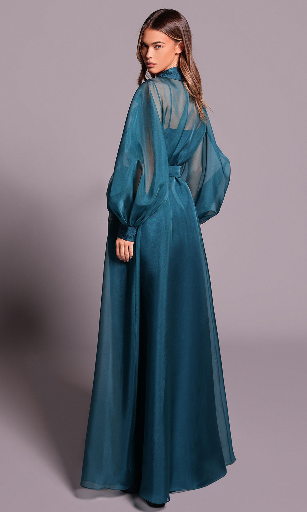 Tarik Ediz 99142 - Bishop Sleeve A-line Long Dress