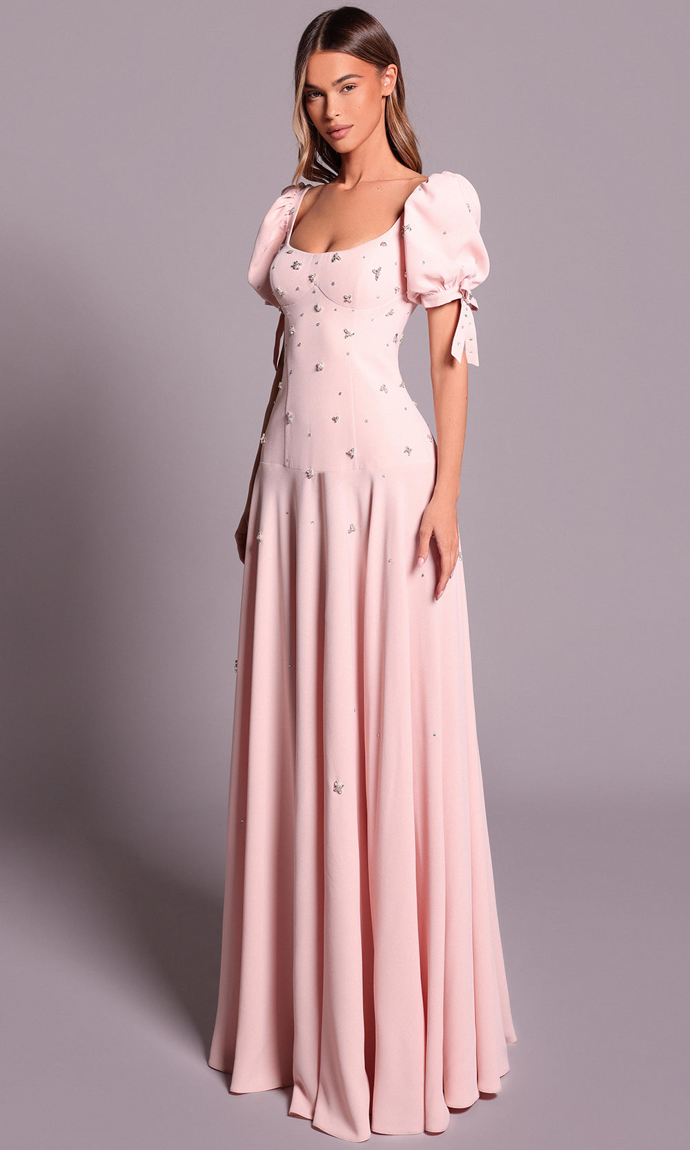 Tarik Ediz 99144 - Beaded Detail Scoop Neckline Dress