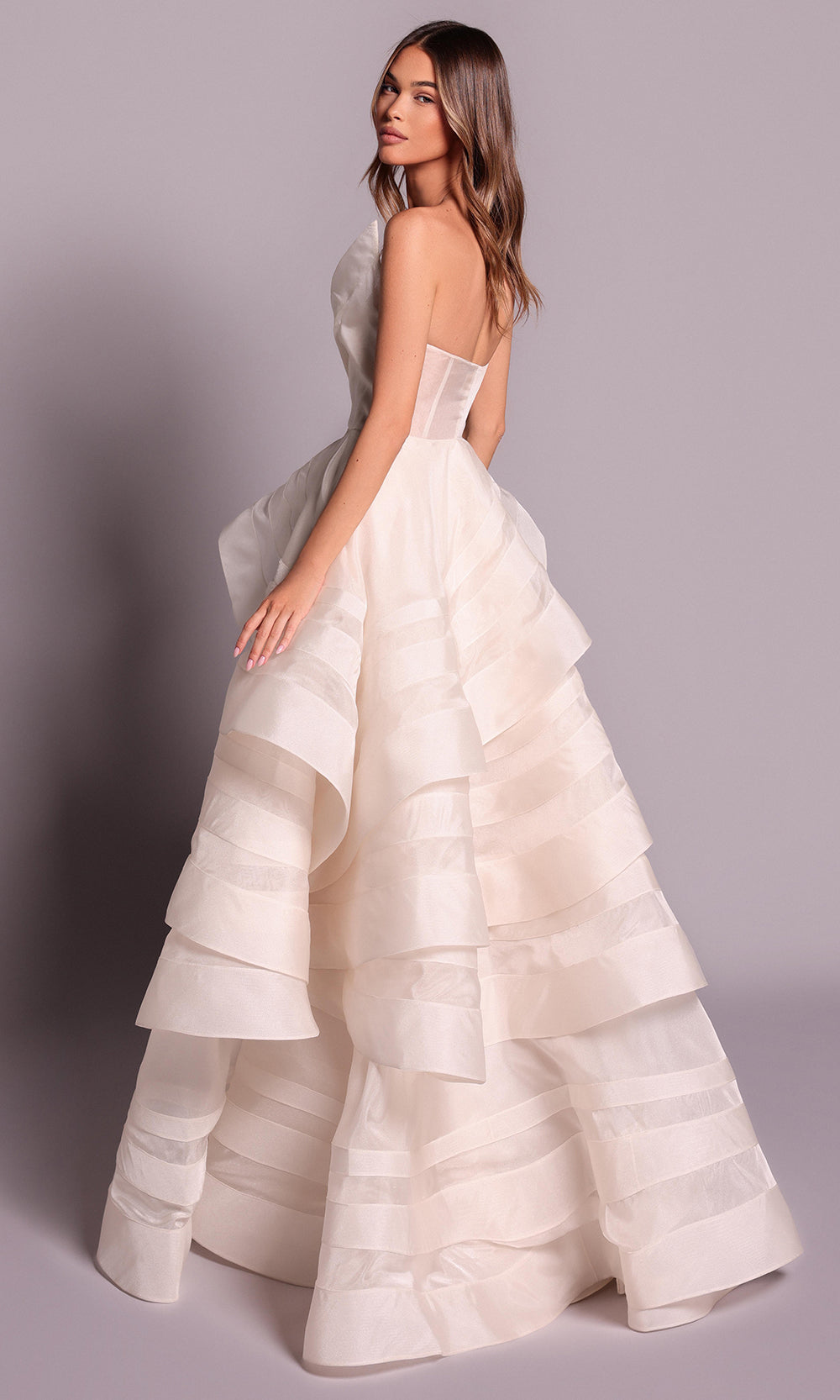 Tarik Ediz 99156 - Romantic Tiered Evening Ballgown