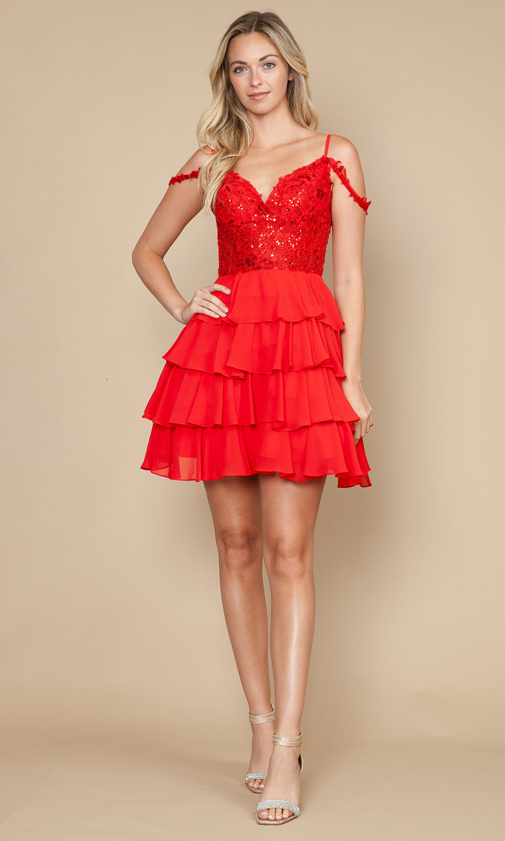 Poly USA 9920 - Sweetheart Embroidered Top Mini Dress Cocktail Dresses