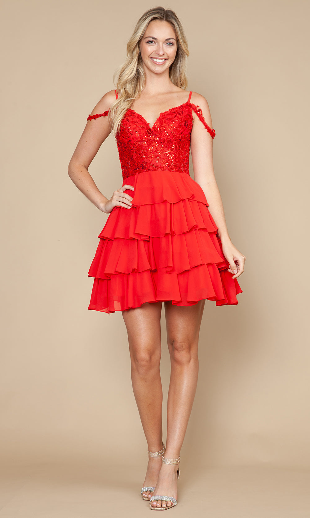 Poly USA 9920 - Sweetheart Embroidered Top Mini Dress Cocktail Dresses