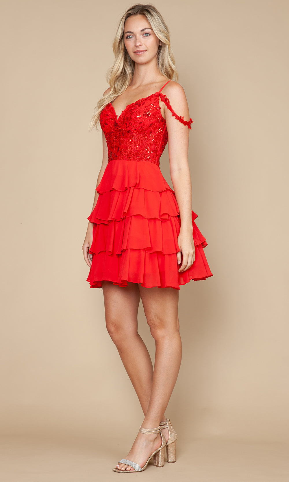 Poly USA 9920 - Sweetheart Embroidered Top Mini Dress Cocktail Dresses