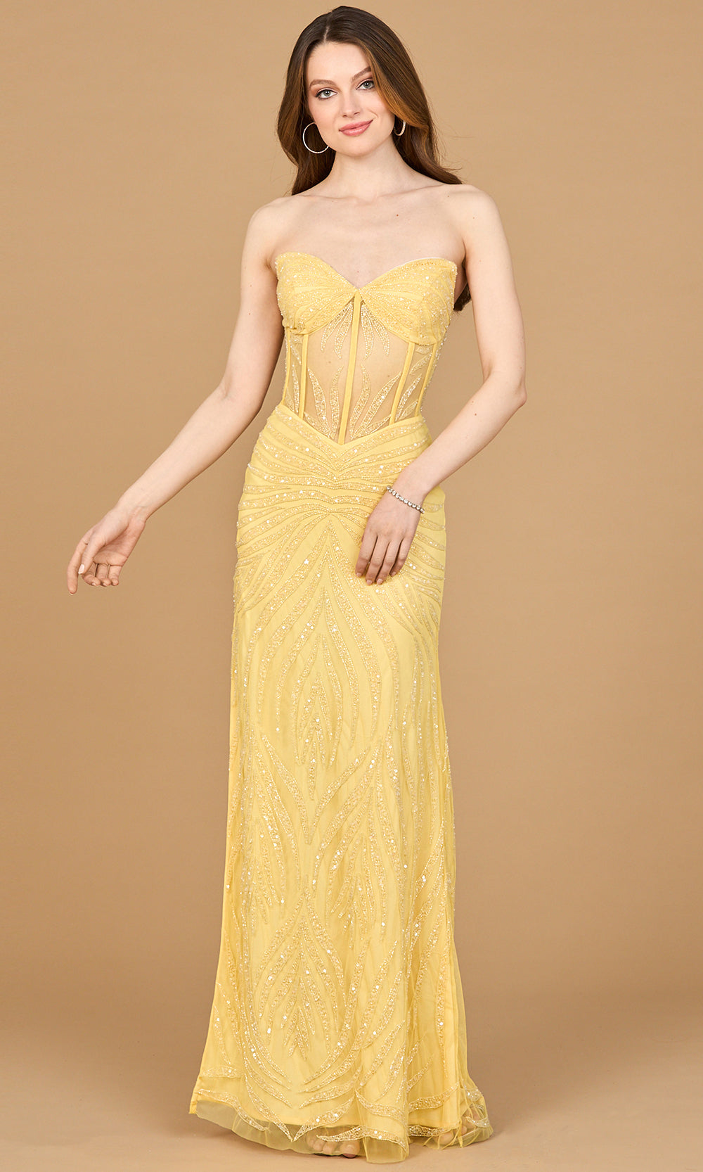 Lara Dresses 9928 - Sweetheart Beaded Dress with Side Slit Prom Dresses