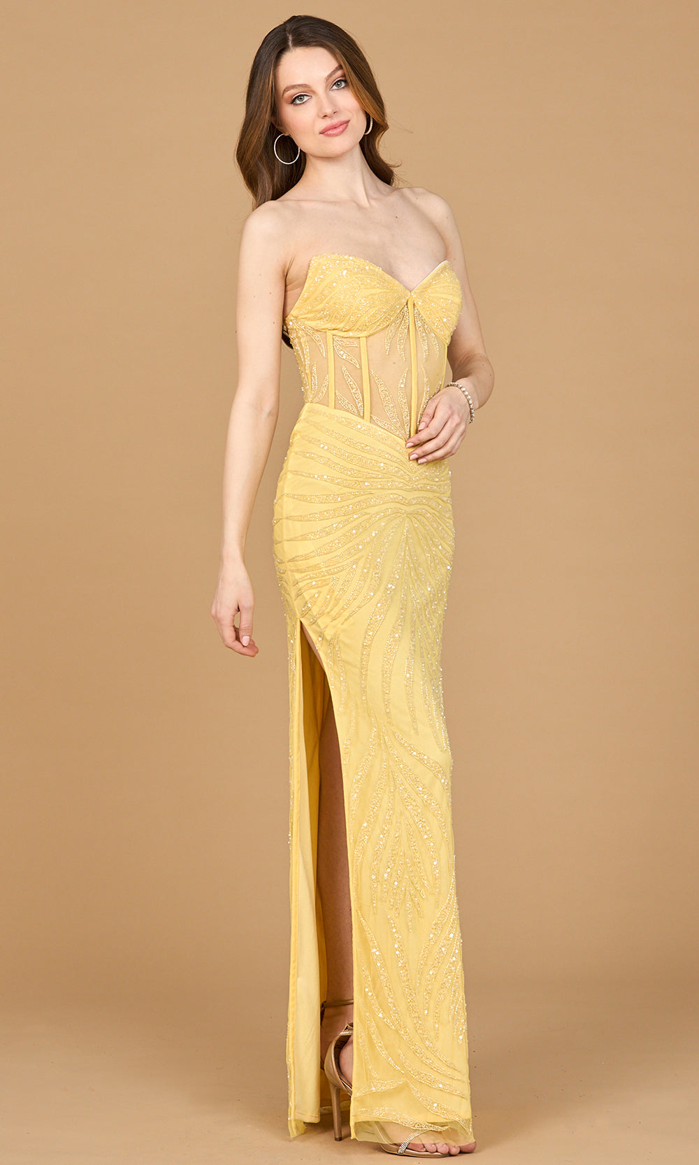 Lara Dresses 9928 - Sweetheart Beaded Dress with Side Slit Prom Dresses