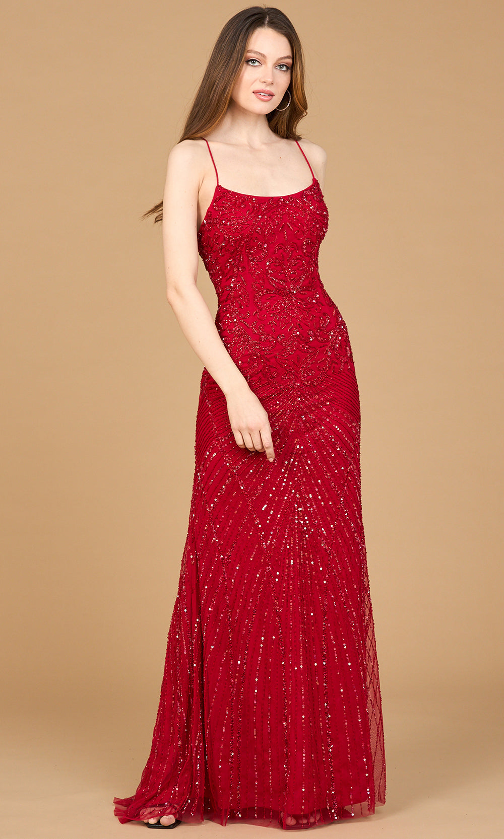 Lara Dresses 9929 - Lace-Up Back Dazzling Beaded Gown Prom Dresses