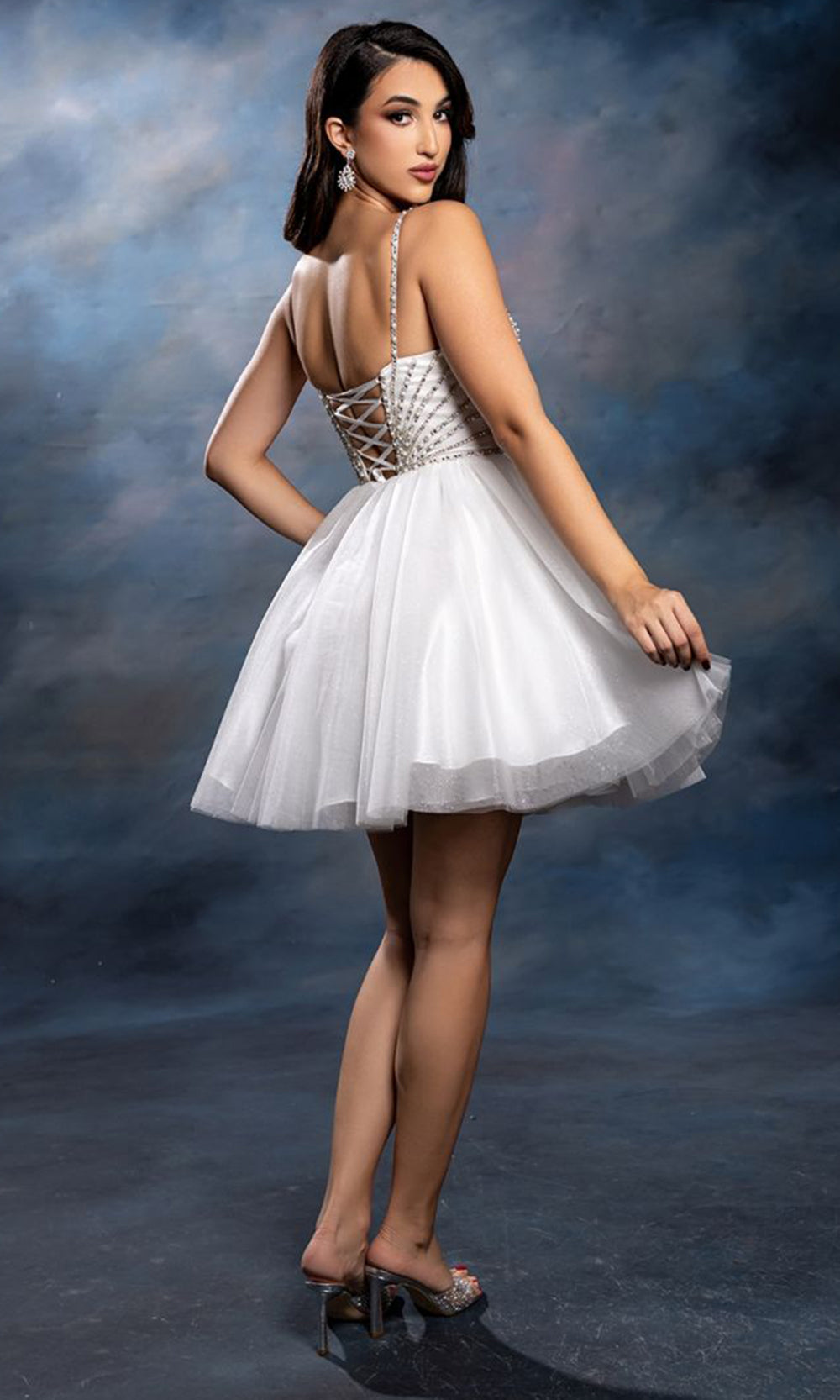 May Queen MQ2243 - Sparkling A Line Evening Dress Cocktail Dresses in White 