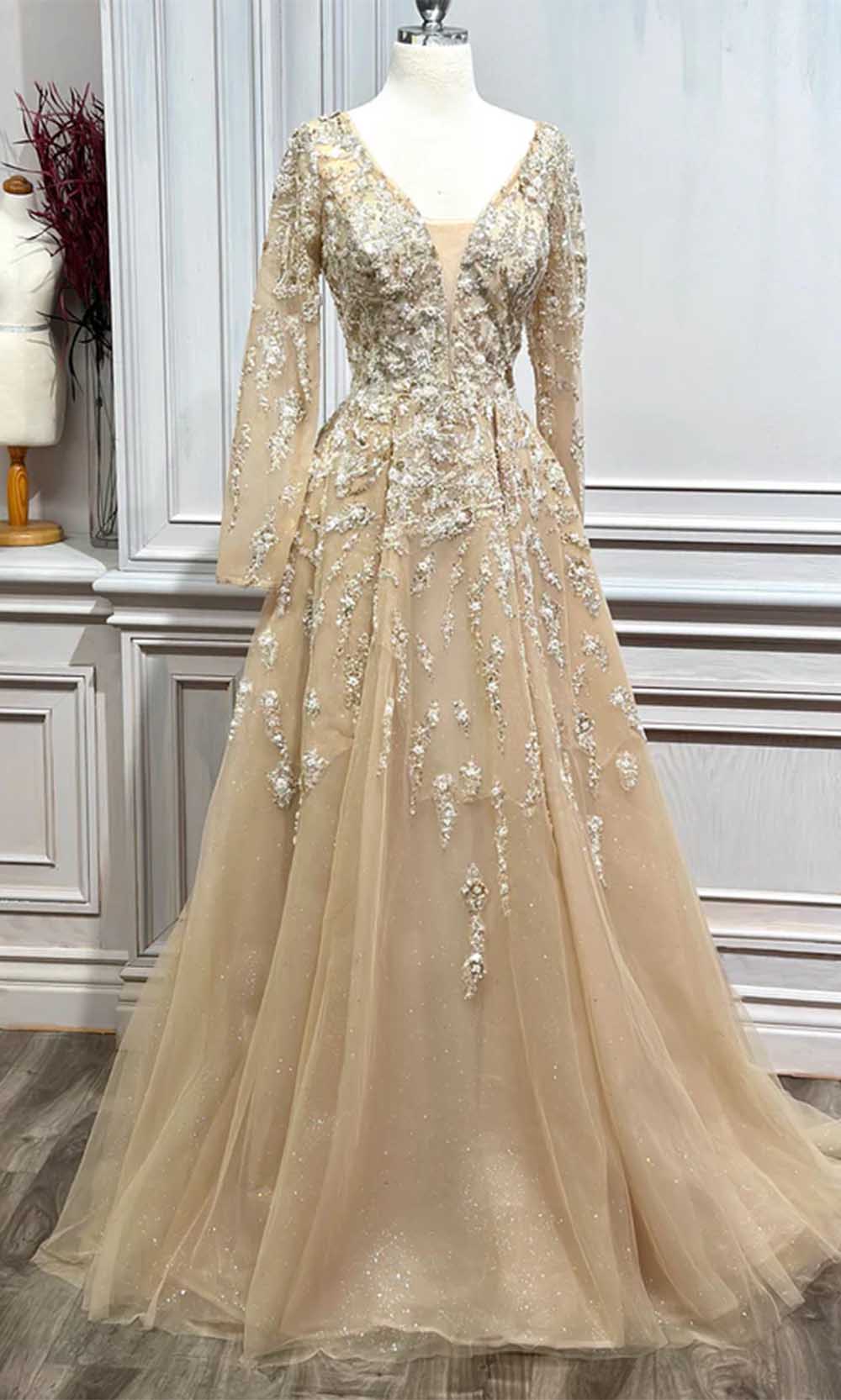 Andrea and Leo A1215 - Long Sleeve Sequin Evening Gown Special Occasion Dresses