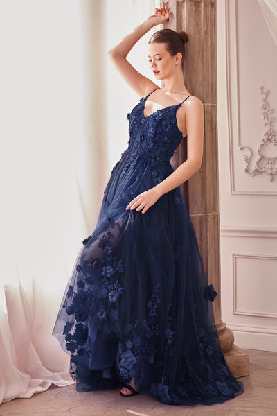 Andrea And Leo A1326 - Applique V-Neck Gown