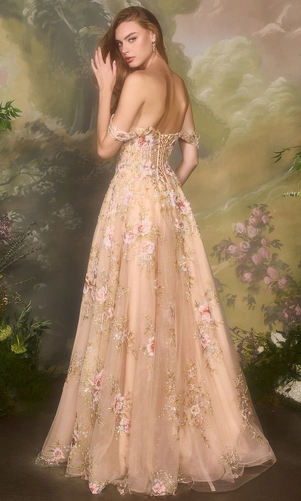 Andrea and Leo A1480 - Floral Corset Bodice A-Line Evening Dress Prom Dresses