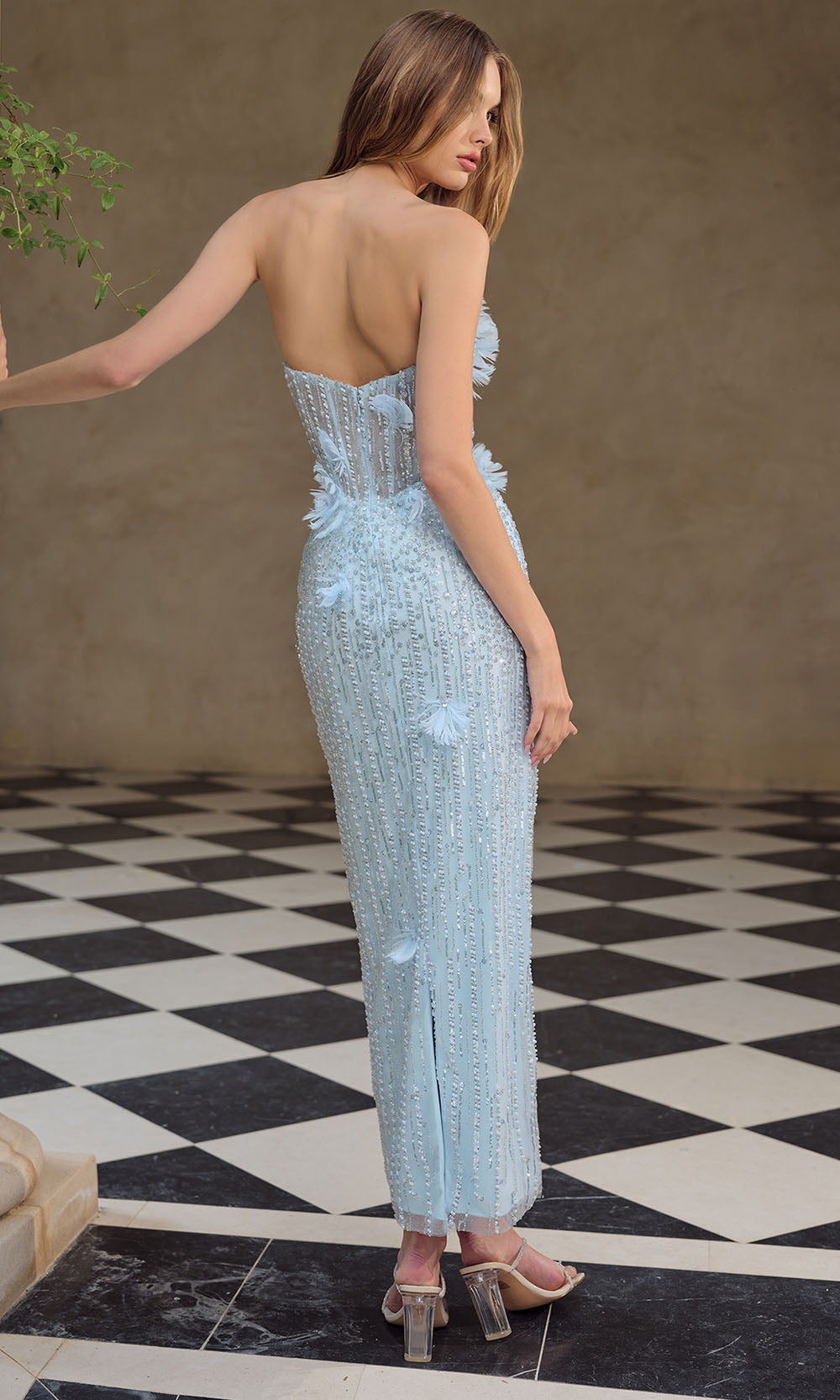 Andrea and Leo A1487 - Strapless Sweetheart 3D Floral Accent Dress Cocktail Dresses in Blue