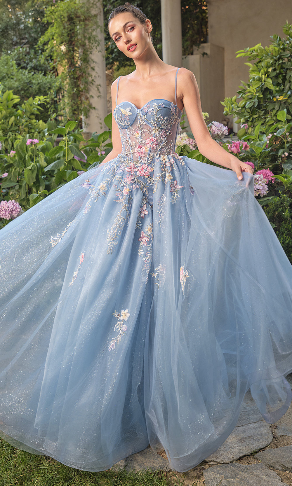Andrea and Leo A1490 - Sheer Floral Corset Ballgown Ball Gowns