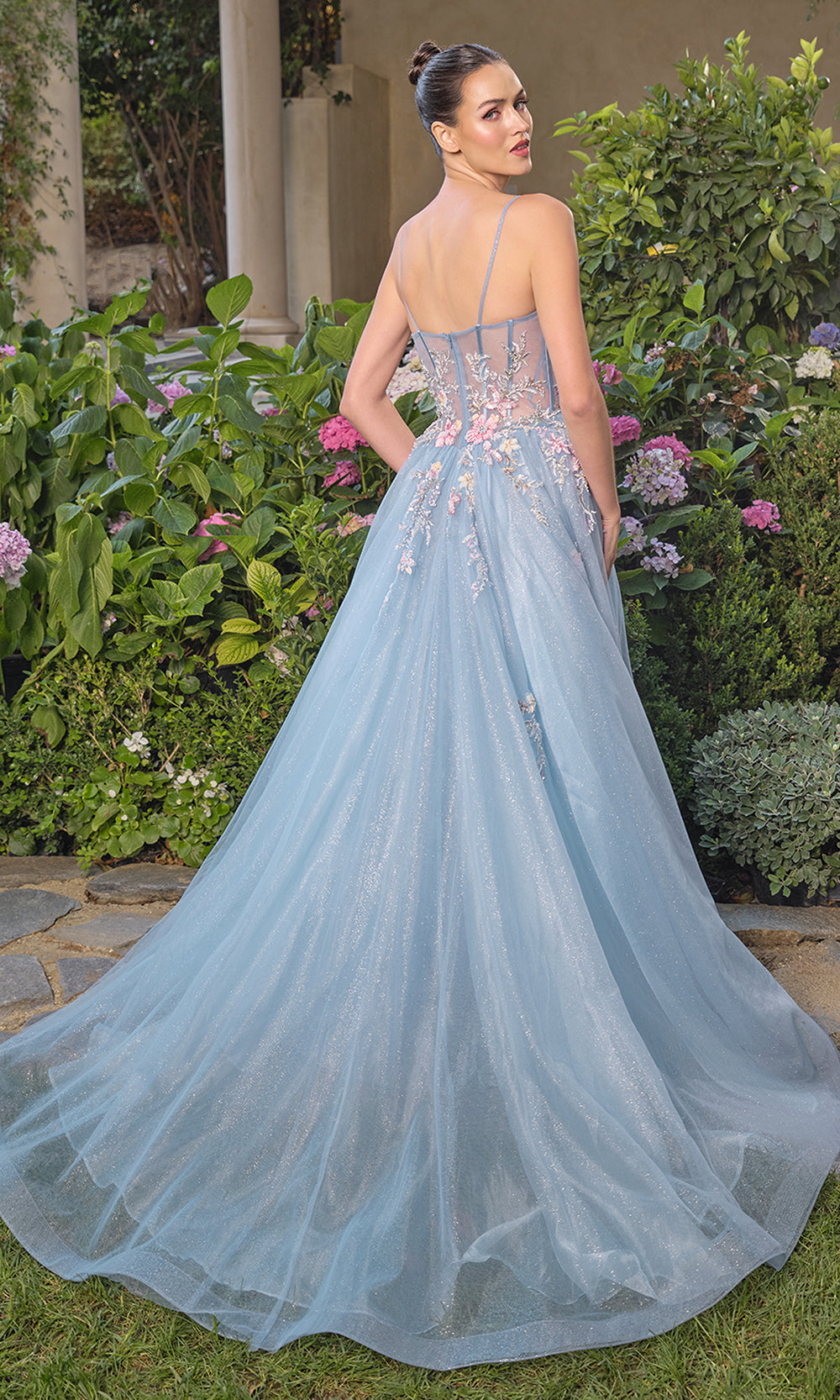 Andrea and Leo A1490 - Sheer Floral Corset Ballgown Ball Gowns